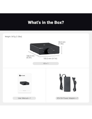 Amplificador Estéreo Fosi Audio V3 600W 2 Canales para Altavoces