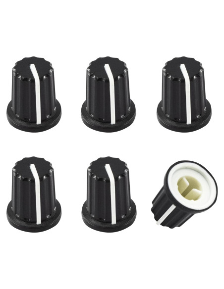 5 Piezas Perillas de Control de Potenciómetro D Tipo 6mm AUXBC Negro