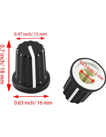5 Piezas Perillas de Control de Potenciómetro D Tipo 6mm AUXBC Negro