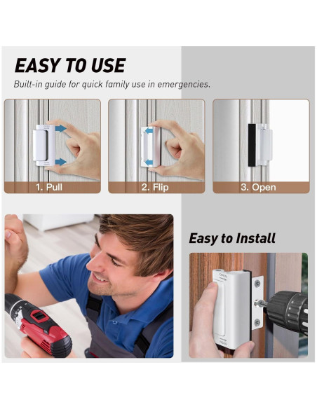 Cerradura de Refuerzo de Seguridad Awdia - Paquete de 3 Blancas