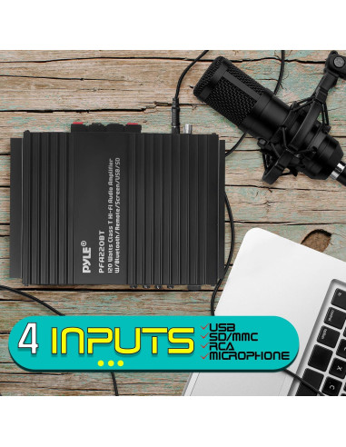 Amplificador de Audio Bluetooth Pyle PFA220BT 120W Doble Canal