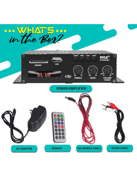 Amplificador de Audio Bluetooth Pyle PFA220BT 120W Doble Canal