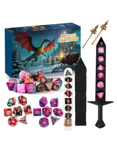 Calendario de Adviento de Dados DND HFZCZW 2025 - 28 Piezas
