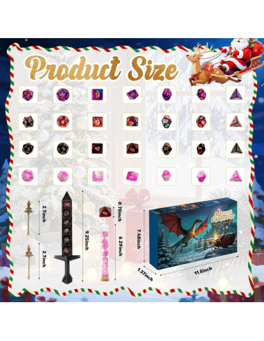 Calendario de Adviento de Dados DND HFZCZW 2025 - 28 Piezas