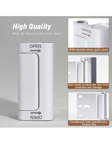 Cerradura de Refuerzo de Seguridad Awdia - Paquete de 3 Blancas