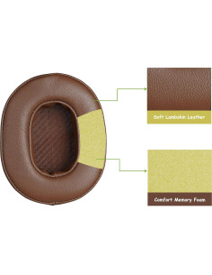 Almohadillas de Cuero Genuino Aurivor para Auriculares ATH M50X M40X 2