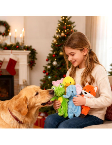 Paquete de 5 Juguetes para Perros Prime Pets - Peluche Squeaky