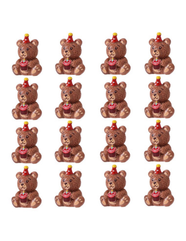 50 Figuras de Osos de Resina Miniatura para Cumpleaños - Marrón