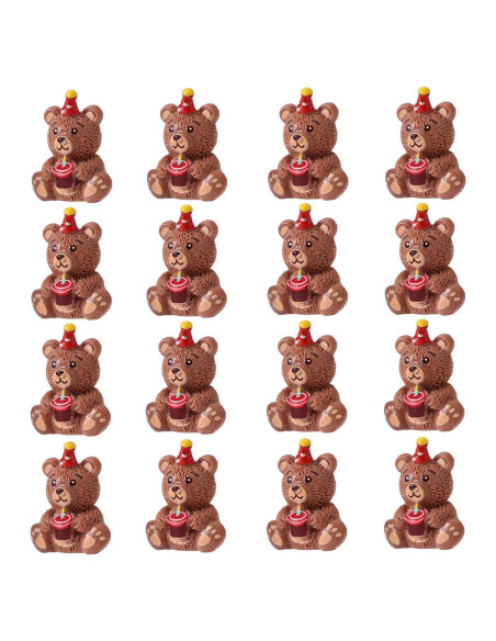 50 Figuras de Osos de Resina Miniatura para Cumpleaños - Marrón