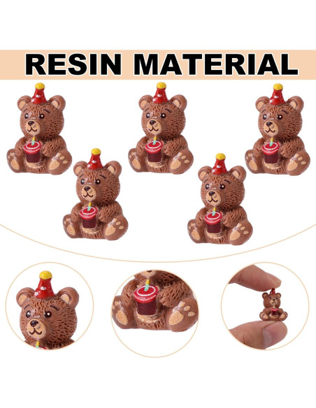 50 Figuras de Osos de Resina Miniatura para Cumpleaños - Marrón