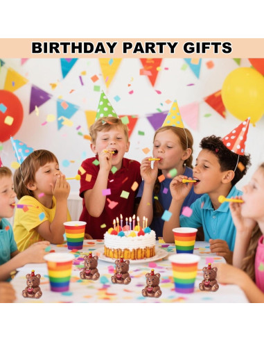 50 Figuras de Osos de Resina Miniatura para Cumpleaños - Marrón