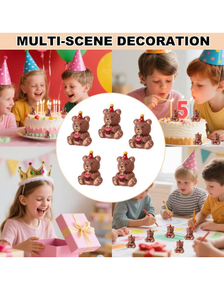 50 Figuras de Osos de Resina Miniatura para Cumpleaños - Marrón