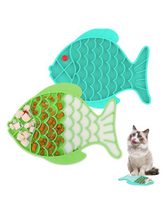 2 Comederos Lentos para Gatos Tekcoo, Silicona Antideslizante