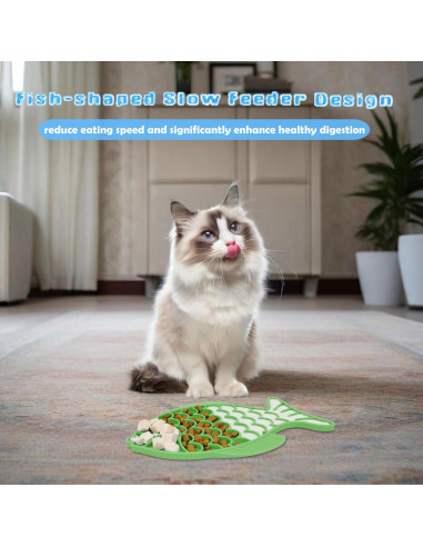 2 Comederos Lentos para Gatos Tekcoo, Silicona Antideslizante