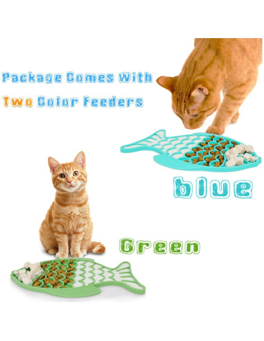 2 Comederos Lentos para Gatos Tekcoo, Silicona Antideslizante