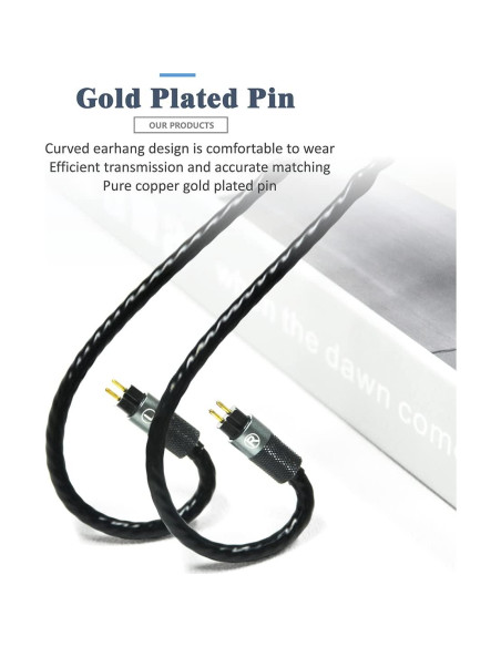 Cables de auriculares GUCraftsman 0.78mm 2Pin recubiertos de plata