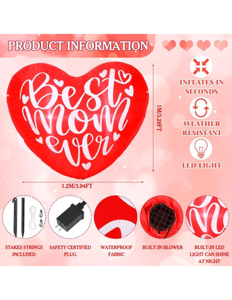 Decoración Inflable Día de la Madre VIHOSE Corazón 120x100 cm