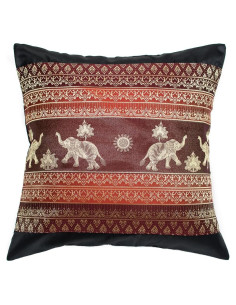 Funda de Cojín Decorativa Avarada Elefante 40x40 cm Negro Rojo