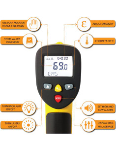 Termómetro Infrarrojo eT1050D ennoLogic - Precisión -50C a 1050C 2