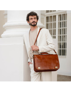 Maletín de Cuero Time Resistance para Hombres - Bolsa de Laptop 15" 2