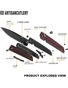 Cuchillo Plegable ARTISANCUTLERY Sirius S35VN Negro Coral 9cm 2