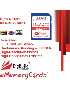 Tarjeta de Memoria SDHC 16GB UHS-I U3 95MB/s BigBuild 2