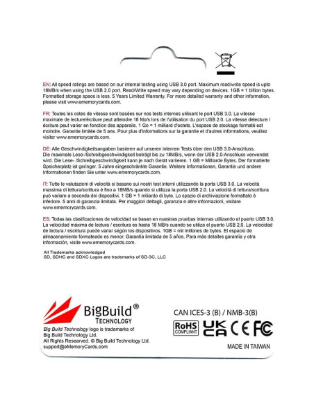 Tarjeta de Memoria SDHC 16GB UHS-I U3 95MB/s BigBuild