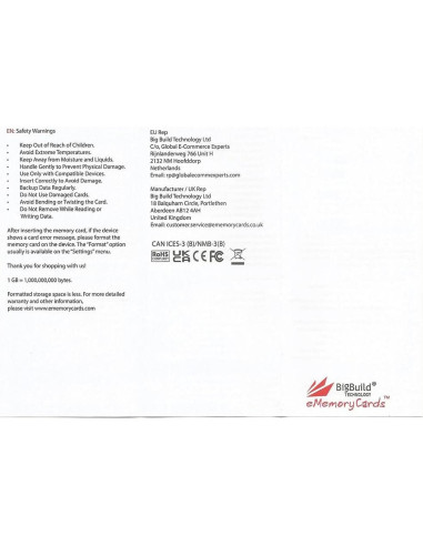 Tarjeta de Memoria SDHC 16GB UHS-I U3 95MB/s BigBuild