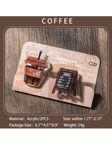 Doraking 2 Clips de Acrílico para Café - Sellado y Oficina