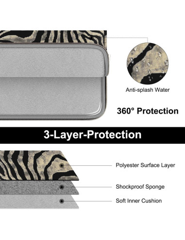 Funda para Laptop ARVOK 13-14" Resistente al Agua Zebra