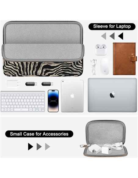 Funda para Laptop ARVOK 13-14" Resistente al Agua Zebra