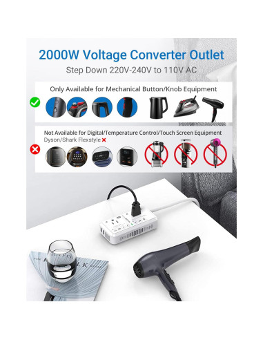 Convertidor de Voltaje Universal BESTEK 2000W 220V a 110V
