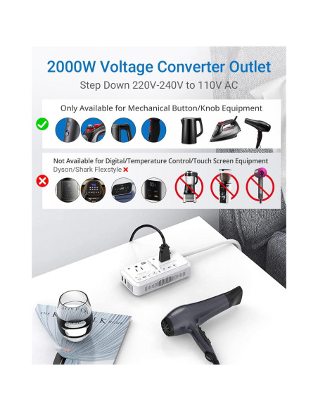 Convertidor de Voltaje Universal BESTEK 2000W 220V a 110V