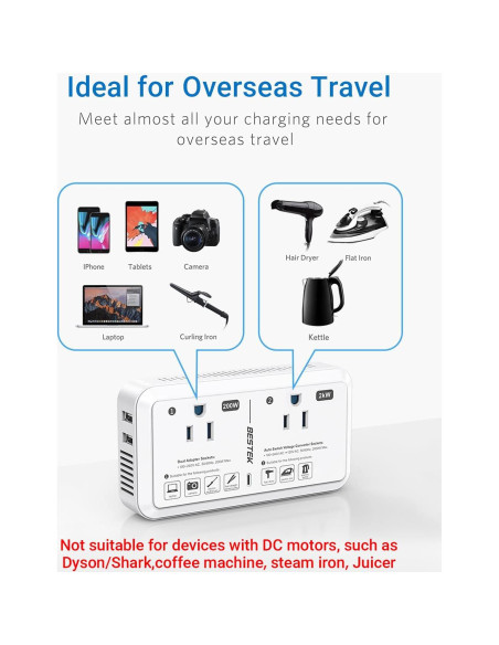 Convertidor de Voltaje Universal BESTEK 2000W 220V a 110V