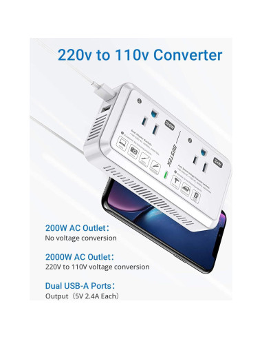 Convertidor de Voltaje Universal BESTEK 2000W 220V a 110V