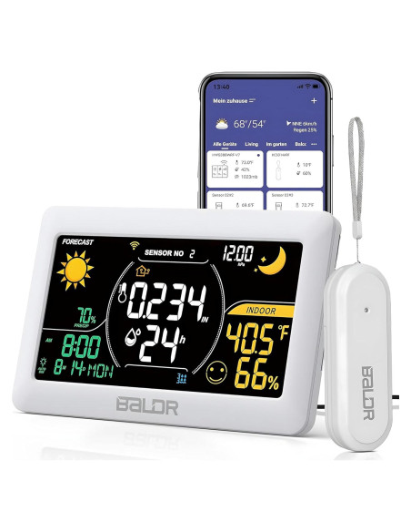 Estación Meteorológica WiFi BALDR con Sensor, 20.3x12.7cm