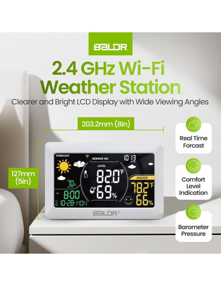 Estación Meteorológica WiFi BALDR con Sensor, 20.3x12.7cm