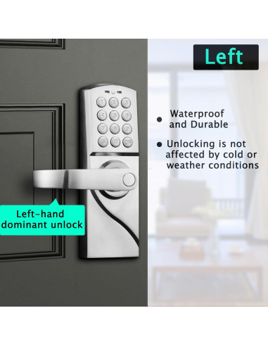 Cerradura de puerta digital Pionevox con teclado - Plateada