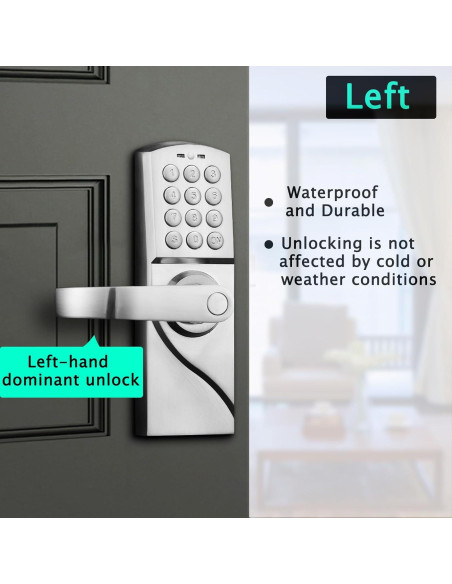 Cerradura de puerta digital Pionevox con teclado - Plateada