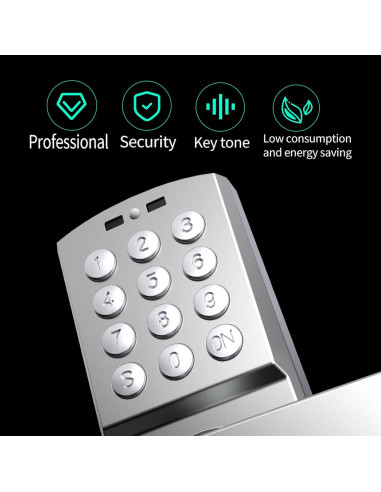 Cerradura de puerta digital Pionevox con teclado - Plateada