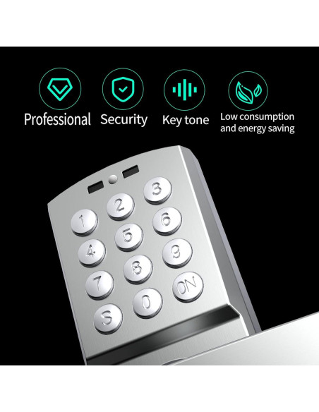 Cerradura de puerta digital Pionevox con teclado - Plateada