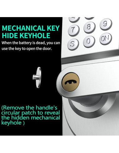 Cerradura de puerta digital Pionevox con teclado - Plateada
