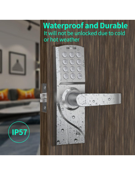 Cerradura de puerta digital Pionevox con teclado - Plateada