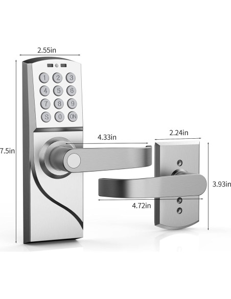 Cerradura de puerta digital Pionevox con teclado - Plateada