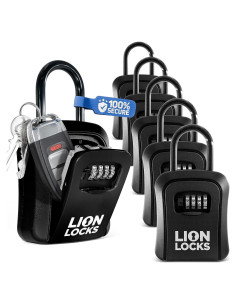 Caja de Seguridad para Llaves Lion Locks, Paquete de 6, Negro