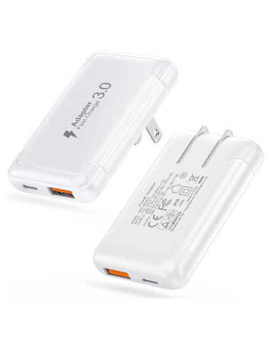 Cargador de pared USB C 50W Qwinjwin 2 Puertos Carga Rápida