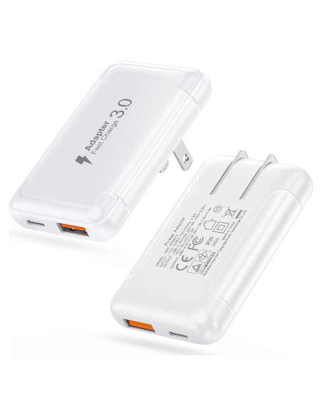 Cargador de pared USB C 50W Qwinjwin 2 Puertos Carga Rápida