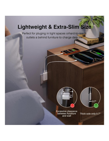 Cargador de pared USB C 50W Qwinjwin 2 Puertos Carga Rápida