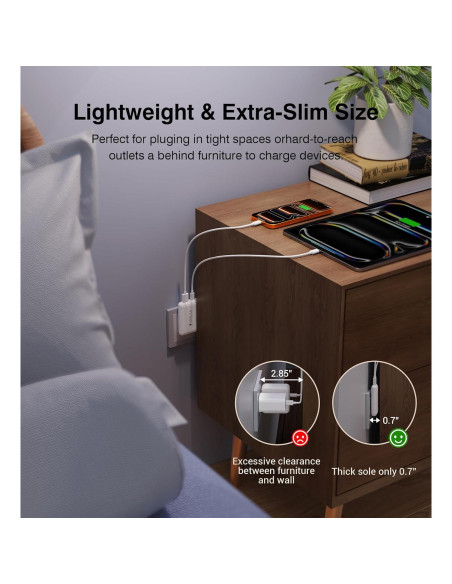 Cargador de pared USB C 50W Qwinjwin 2 Puertos Carga Rápida