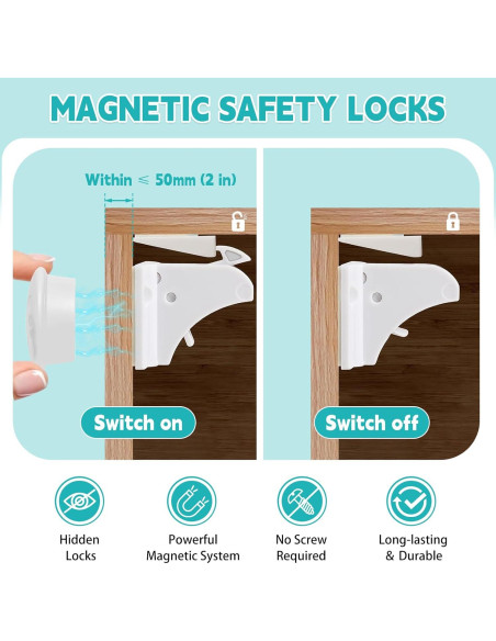 Cerraduras Magnéticas Axfvd para Gabinetes a Prueba de Niños - 10 Unidades
